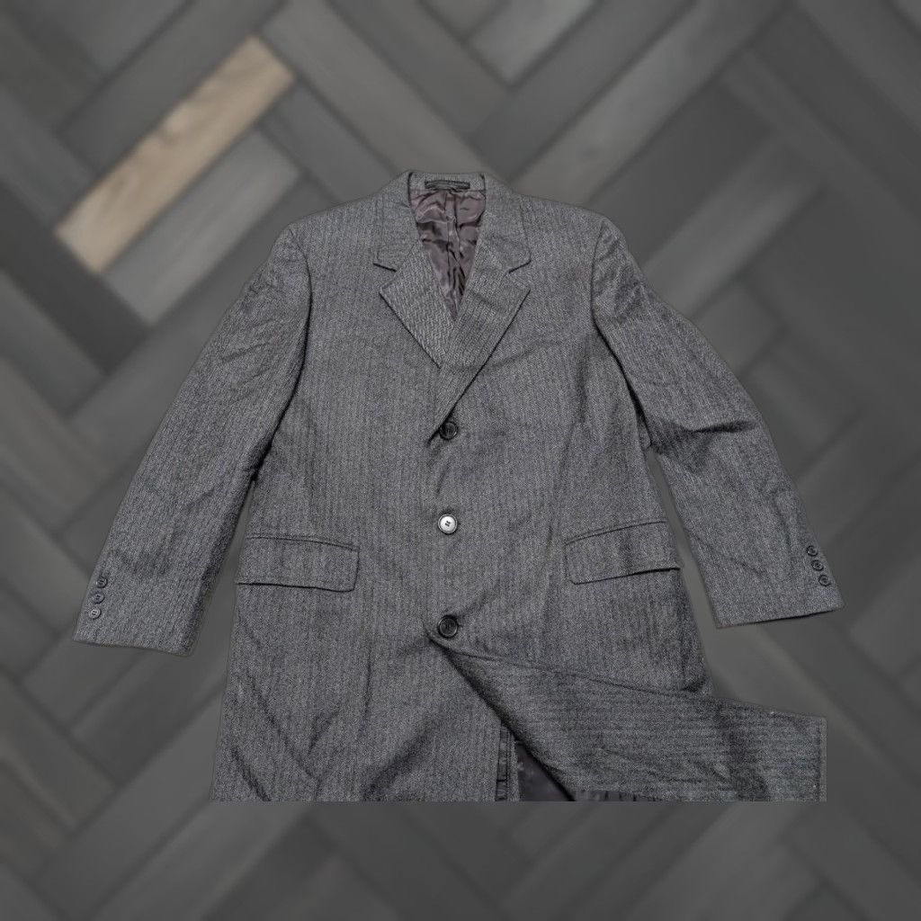 Vintage VINTAGE Cheshire Overcoat Coat Men Regular L Tweed Donegal Wool Herringbone Gray Black 44 Chest 47 Length 19 Shoulders 27 Arms Button Classic Fit Size US L / EU 52-54 / 3 - 1 Thumbnail