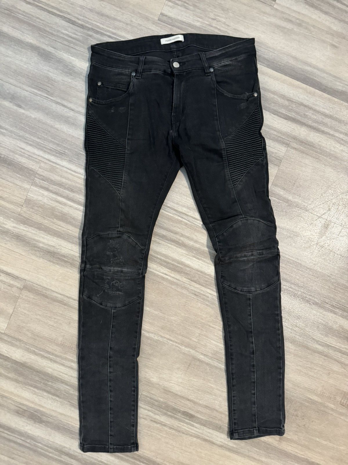 image of Pierre Balmain Biker Denim in Black, Men's (Size 31)