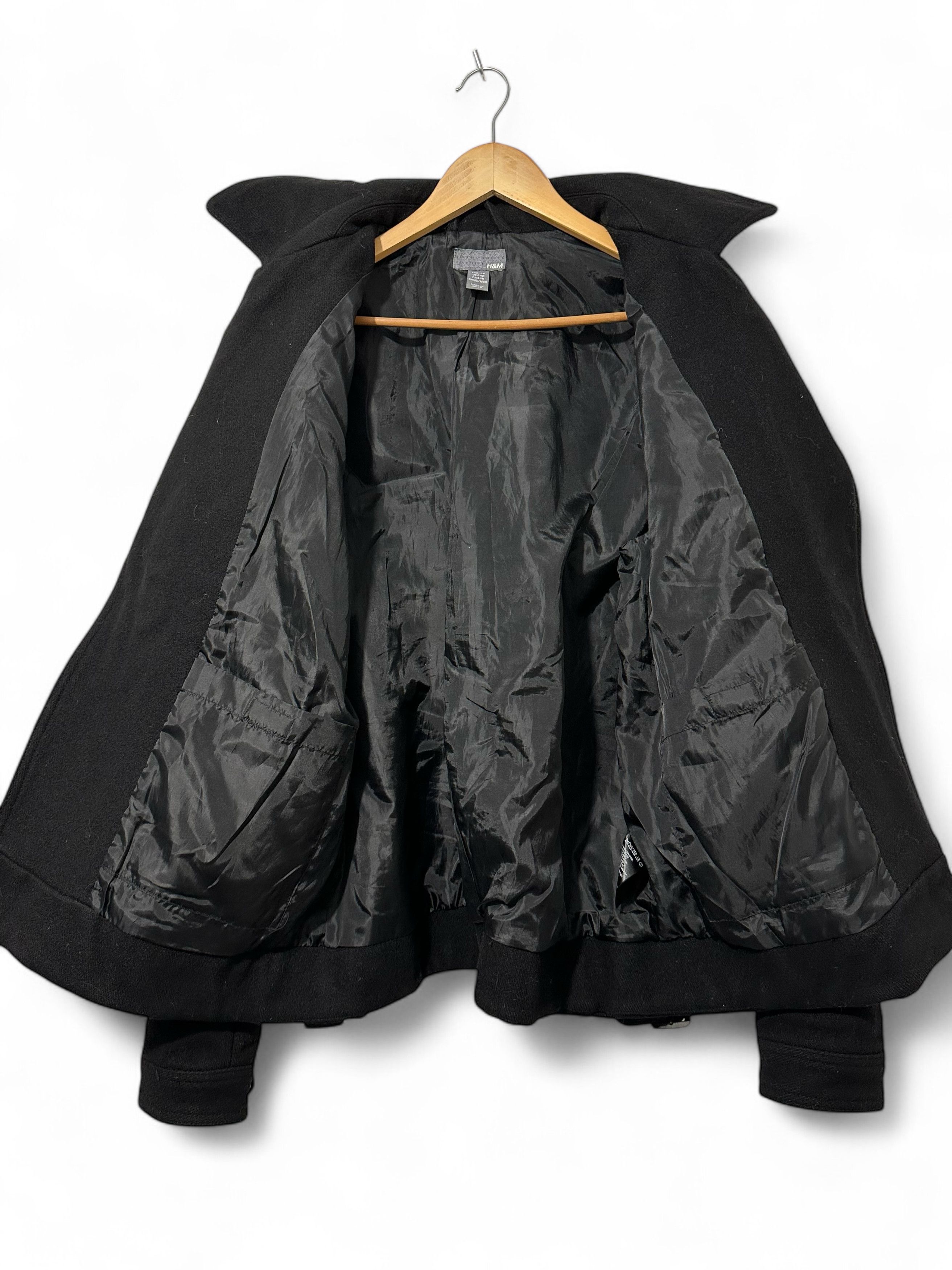 Allsaints H&M Heavy Wool Black Biker Jacket Size US L / EU 52-54 / 3 - 3 Thumbnail
