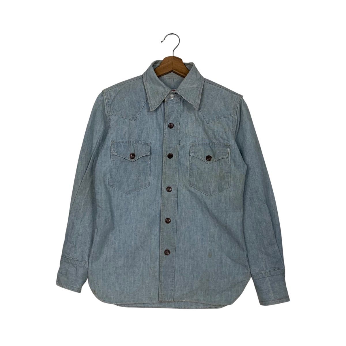 Japanese Brand Vintage 90's DOMINGO Denim Shirt #2925-C132 Size US M / EU 48-50 / 2 - 1 Thumbnail