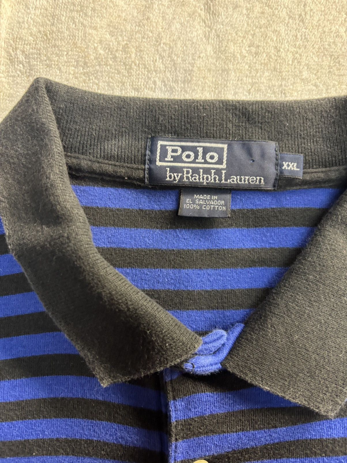Polo Ralph Lauren Polo Ralph Lauren Blue/Black Striped Polo Size US XXL / EU 58 / 5 - 3 Thumbnail