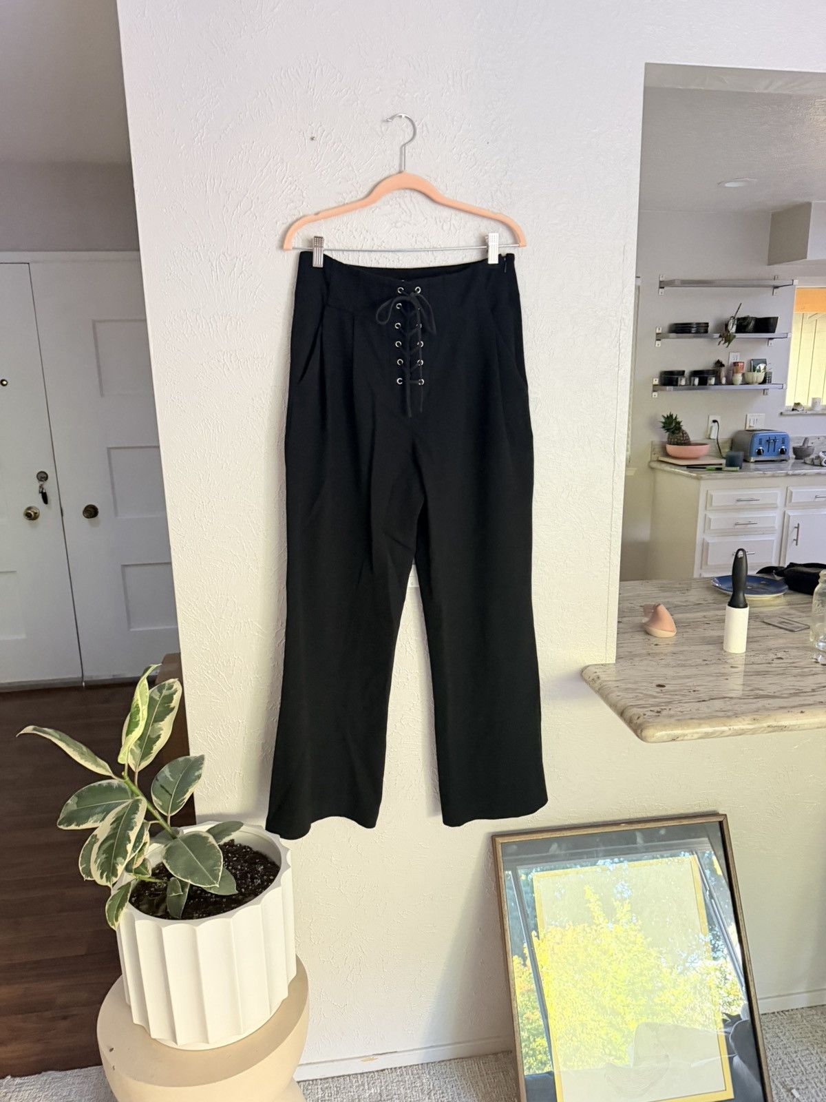 A.L.C. A.L.C. Estrada high waisted wide leg black trouser pants 10 Size 32" / US 10 / IT 46 - 14 Thumbnail