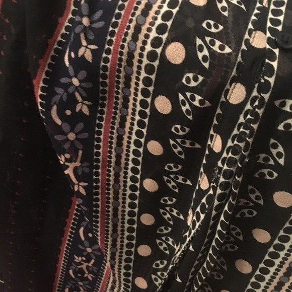 Vintage Free People Black Floral Striped Button Down Top Size M / US 6-8 / IT 42-44 - 7 Thumbnail