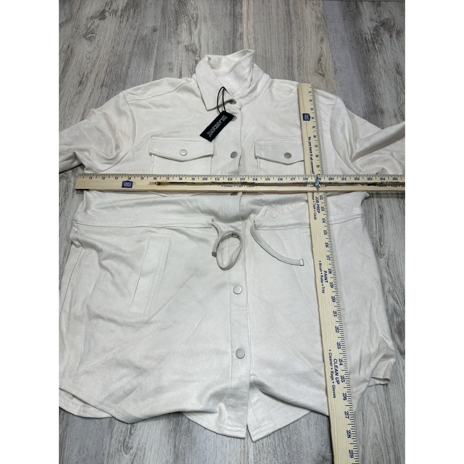 Vintage BLANKNYC Women Shirt Jacket Light Beige Faux Suede Drawstring Snap Buttons S NWT Satin? Size S / US 4 / IT 40 - 2 Thumbnail