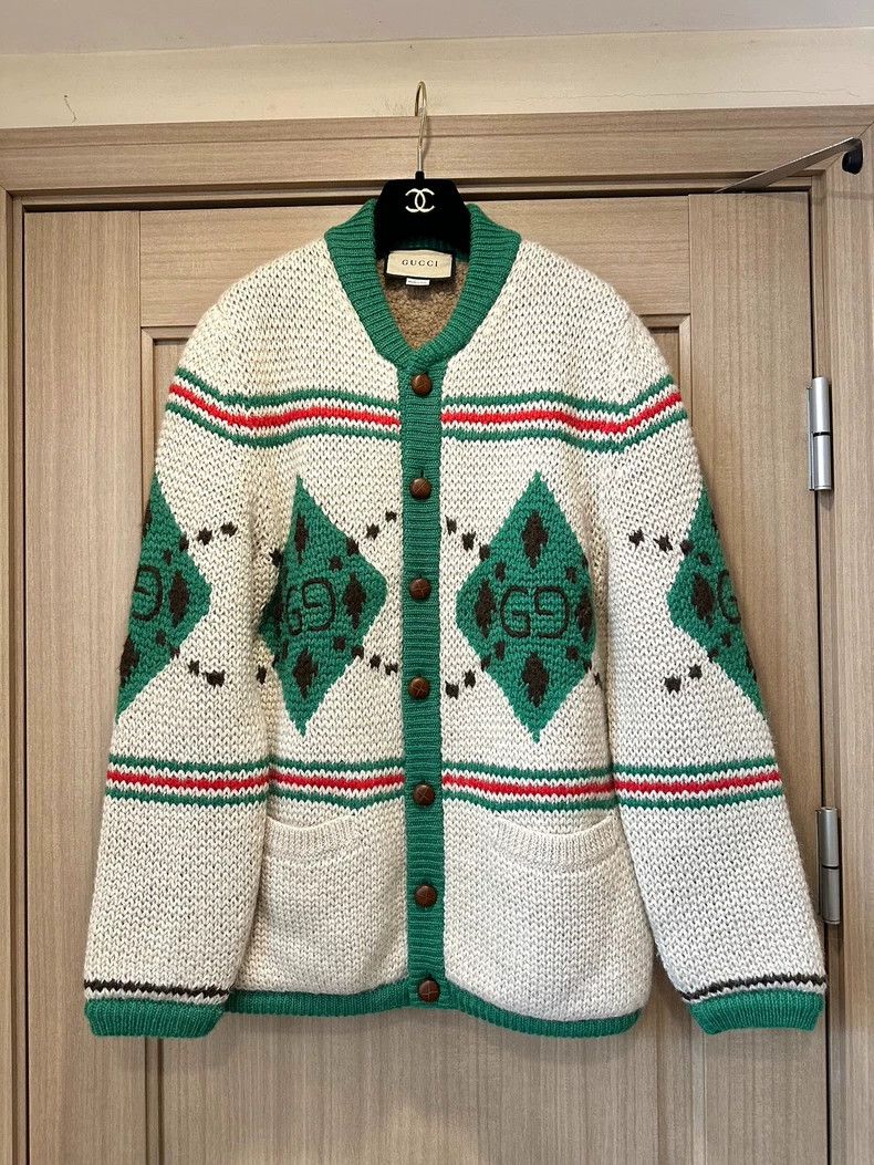 Gucci Gucci Ivory white and green color-blocked alpaca jacquard Size XS / US 0-2 / IT 36-38 - 1 Thumbnail