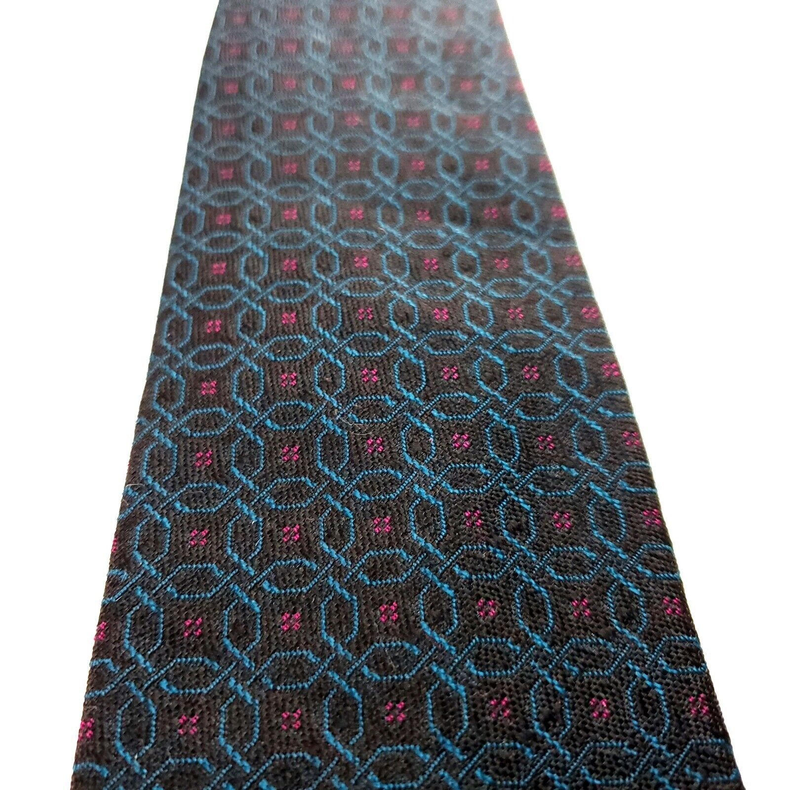 Vintage Ferrell Reed Norstrom Silk Tie Woven Black Green Red Geometr Size ONE SIZE - 2 Thumbnail