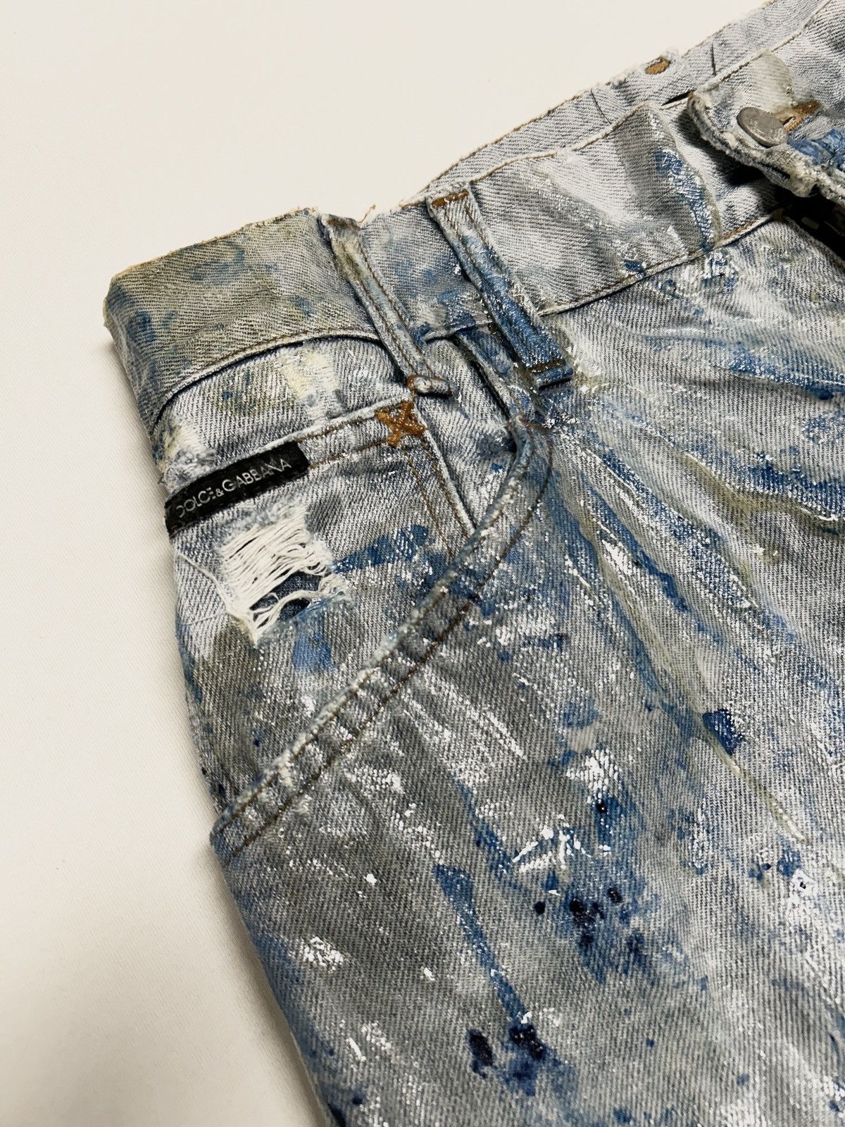 Dolce & Gabbana 2000s Distressed Waxed Denim Size US 30 / EU 46 - 4 Thumbnail