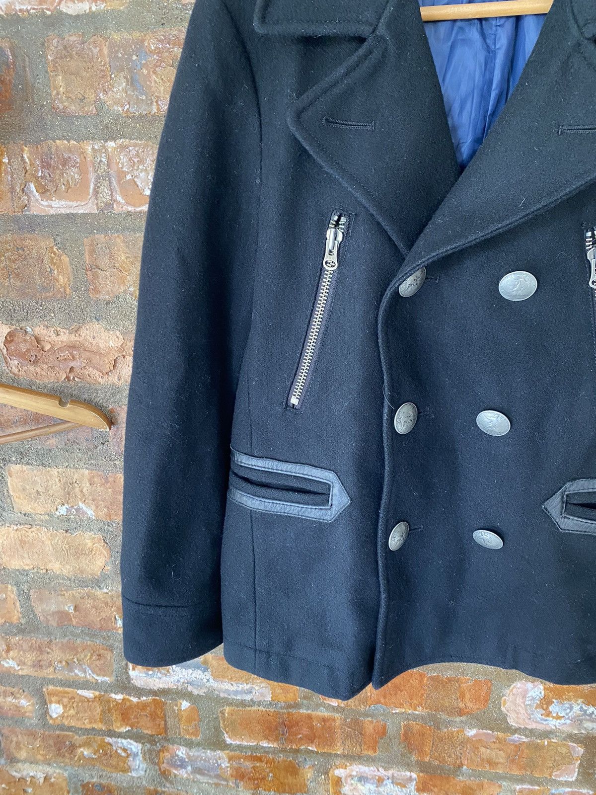 5351 POUR LES HOMMES 2000s 291295= Homme Leather trim zipper wool jacket Size US M / EU 48-50 / 2 - 6 Thumbnail
