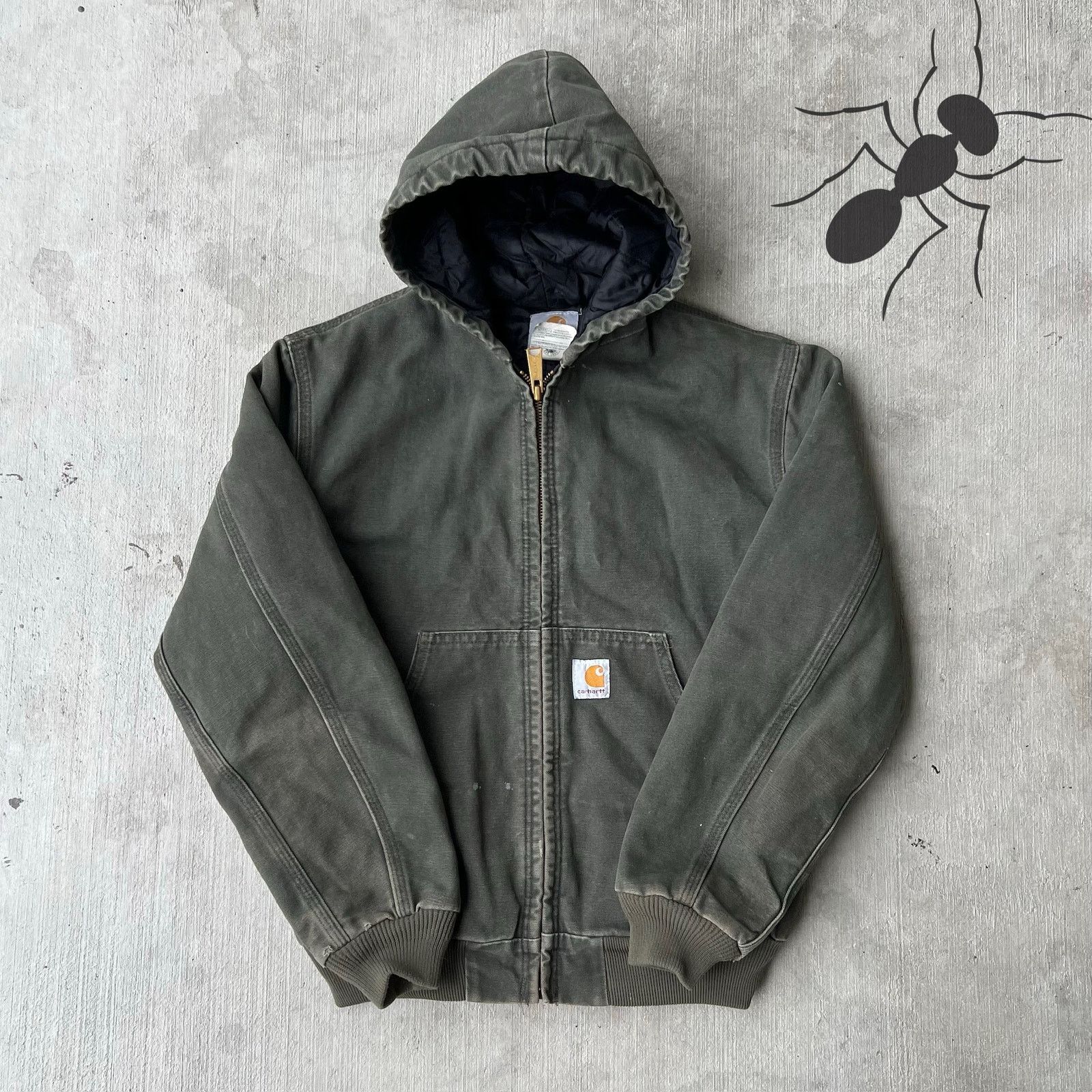 Carhartt × Vintage Carhartt YOUTH Y06 MOS green hooded work wear jacket Size US L / EU 52-54 / 3 - 1 Thumbnail