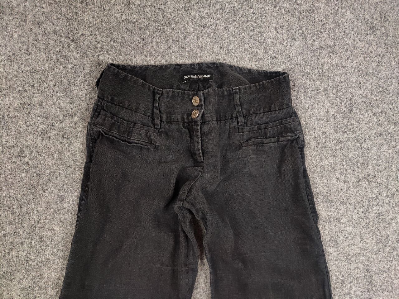 Dolce & Gabbana Vintage Dolce & Gabbana Linen Black Faded Trouser Pants Size 29" - 8 Thumbnail