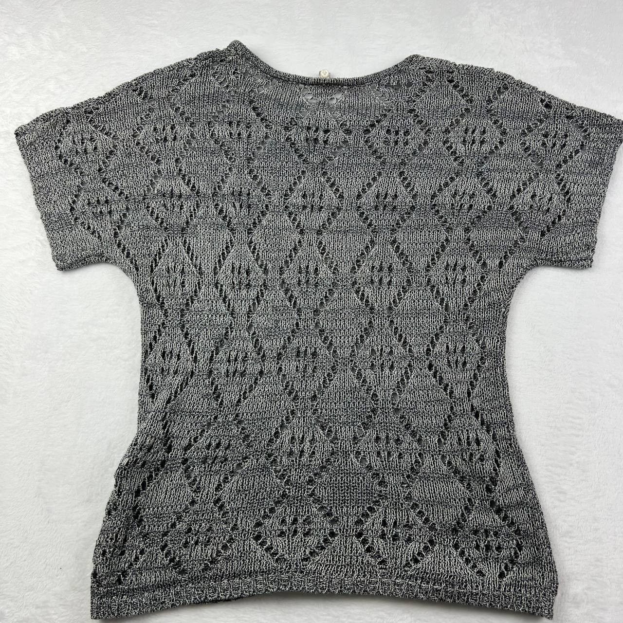 Other Leo & Nicole Medium Crochet Blouse Gray Women Cotton Size M / US 6-8 / IT 42-44 - 2 Thumbnail