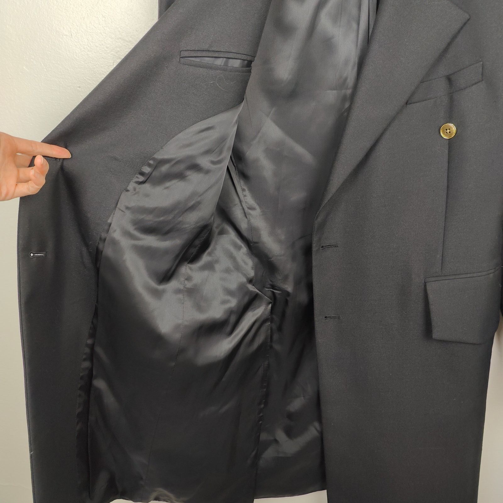 Sean Suen Sean Suen Coat Men 38 Black Denim Belted Coat Mixed Media Size 38R - 8 Thumbnail