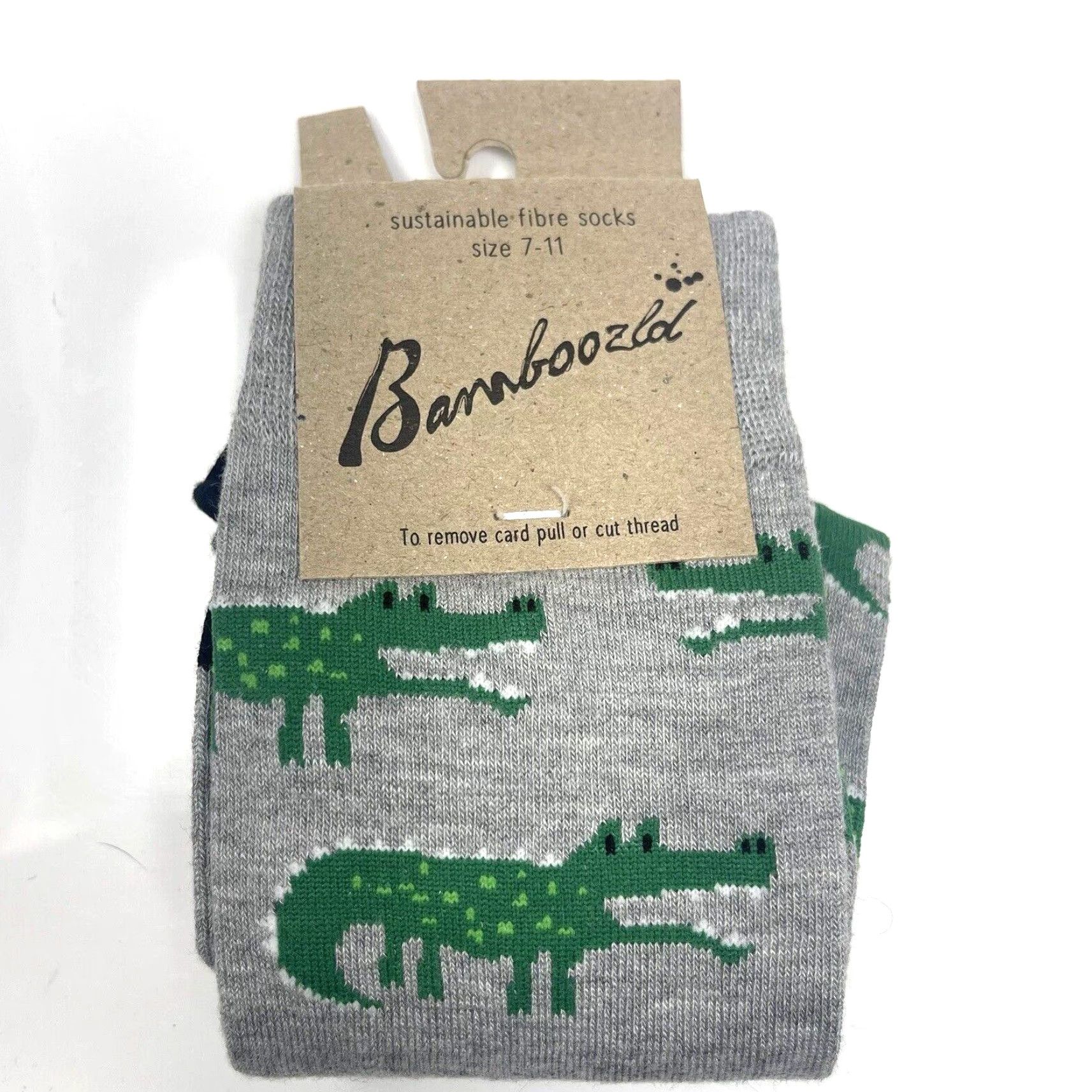 Vintage Bamboozld Socks Alligator Gray Green Mens 7-11 Sustainable Fiber New Preppy Adult Large Socks Mid Calf Gray All Seasons Mens Size ONE SIZE - 2 Thumbnail