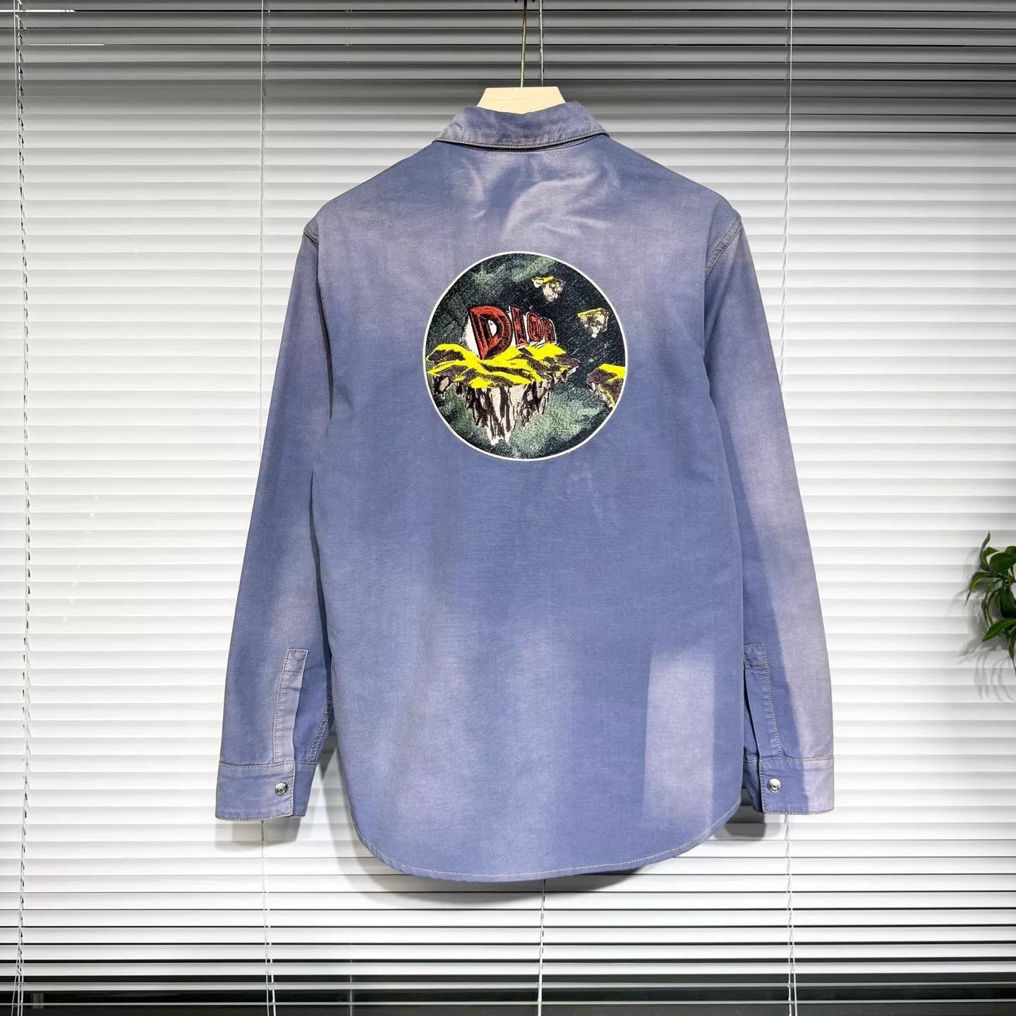 Dior Blue Embroidered Long Sleeve Button-Up Shirt Size US M / EU 48-50 / 2 - 2 Thumbnail