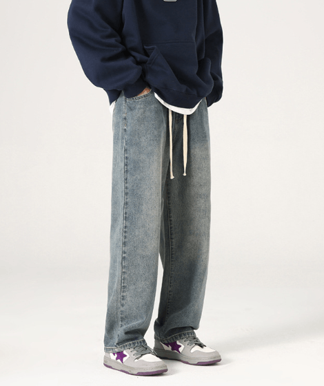 Japanese Brand × Jean Japanese retro washed distressed wide-leg jeans for men Size US 32 / EU 48 - 3 Thumbnail