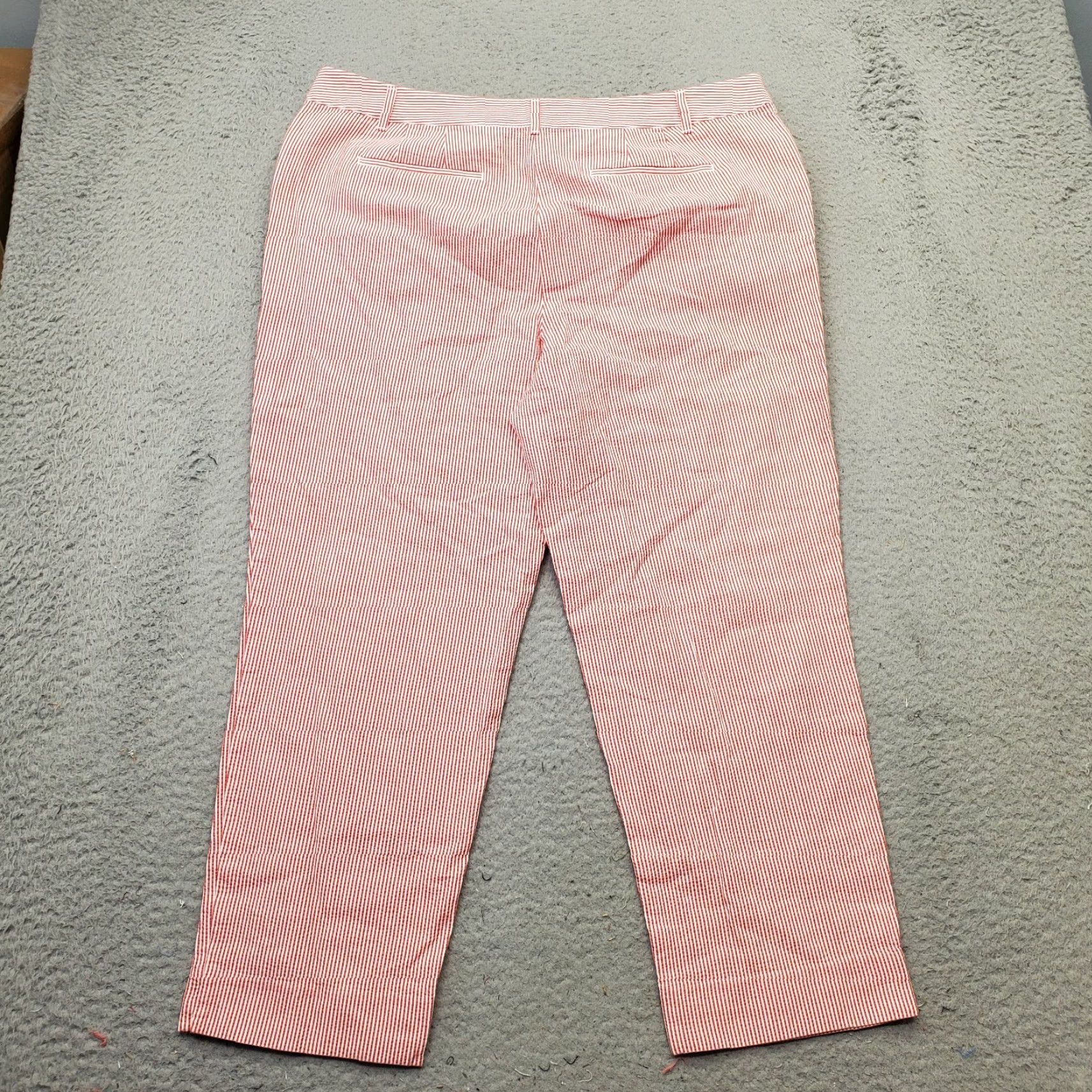 Talbots Talbots Womens Size 14 Cropped Pants Multicolor Striped Seersucker Flat Front Casual Size 36" / US 14 / IT 50 - 2 Thumbnail