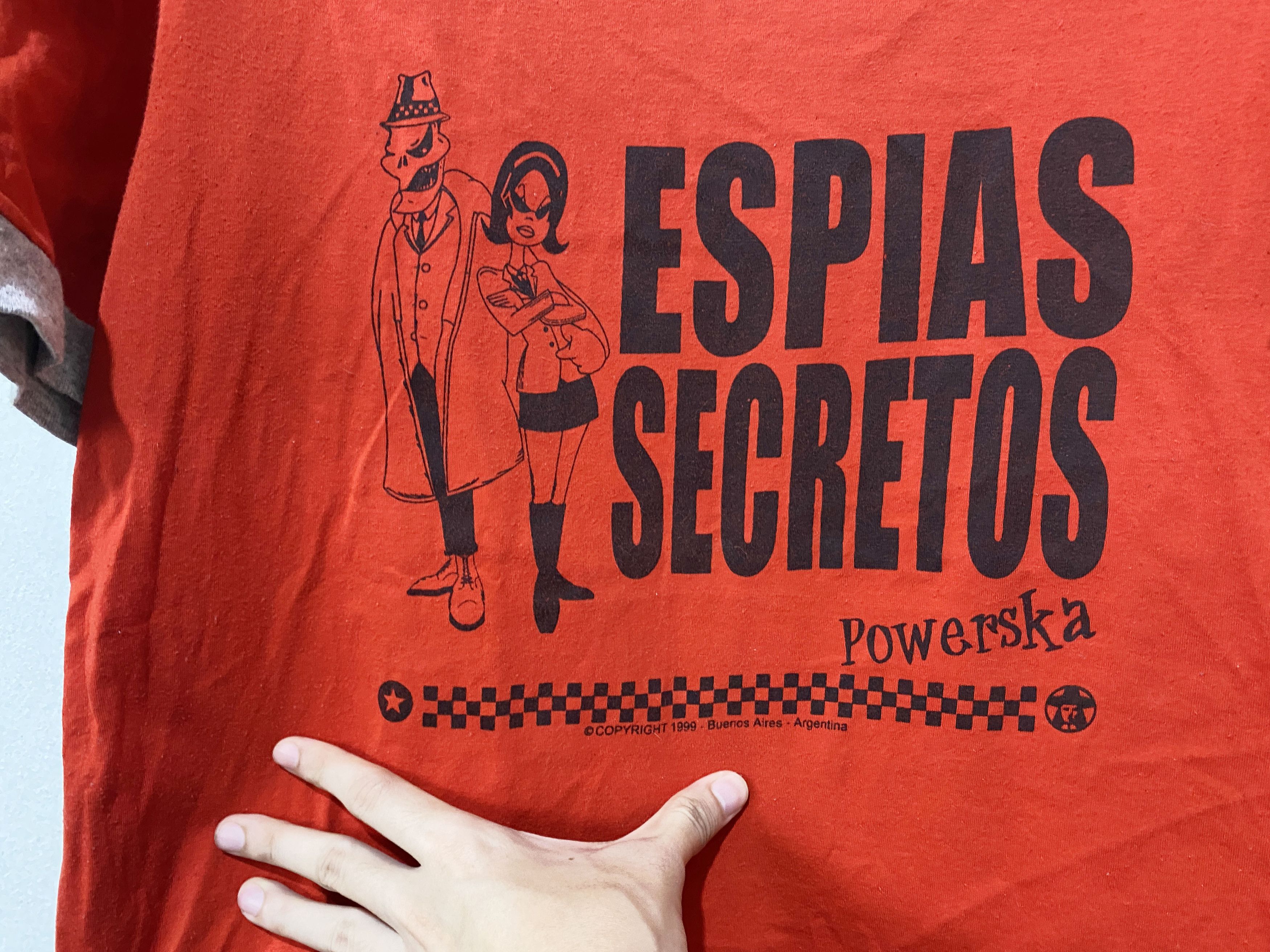 Band Tees × Vintage Vintage 1999 Espias Secretos band Ringer Tee Size US S / EU 44-46 / 1 - 2 Thumbnail