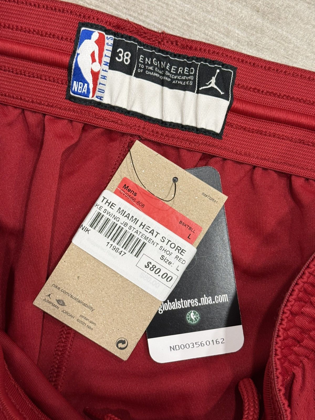 Jordan Brand Jordan Miami Heat CV9566-608 Swingman Red Shorts Sz L Large Size US 36 / EU 52 - 8 Thumbnail