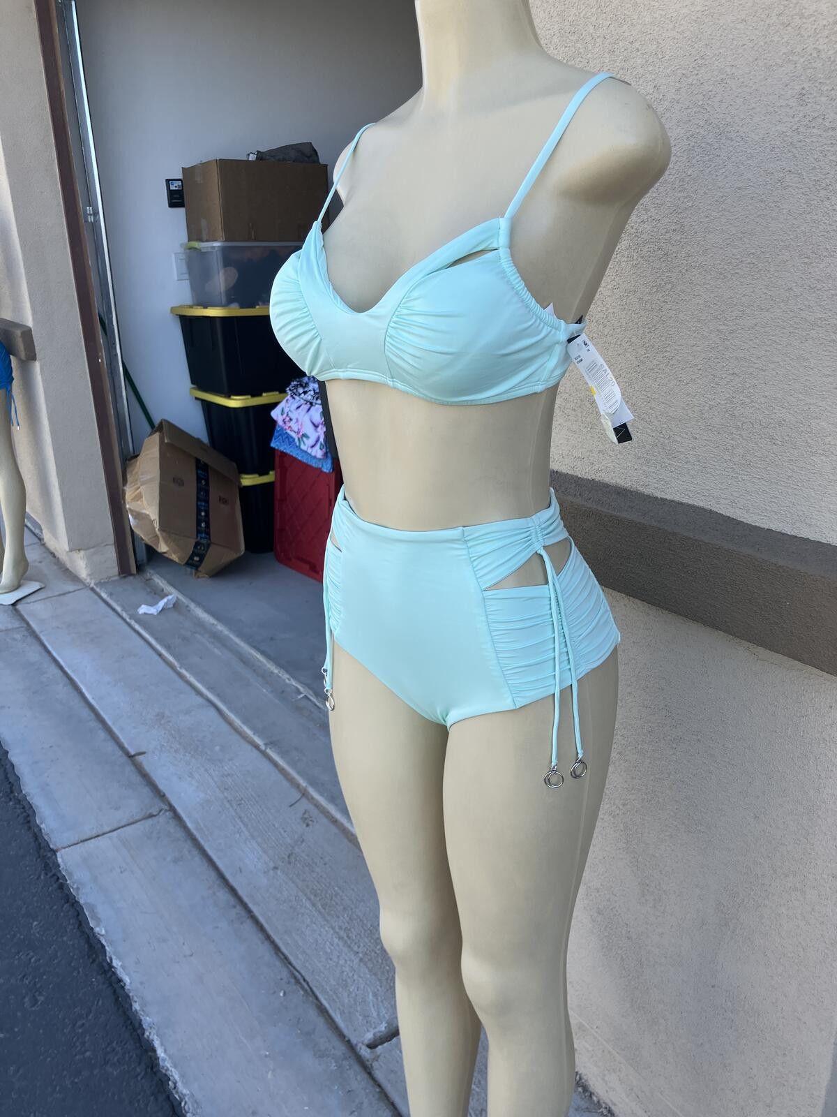Other NWT Soluna Swim Light Blue High Waist Bikini Set Medium Size ONE SIZE - 4 Thumbnail