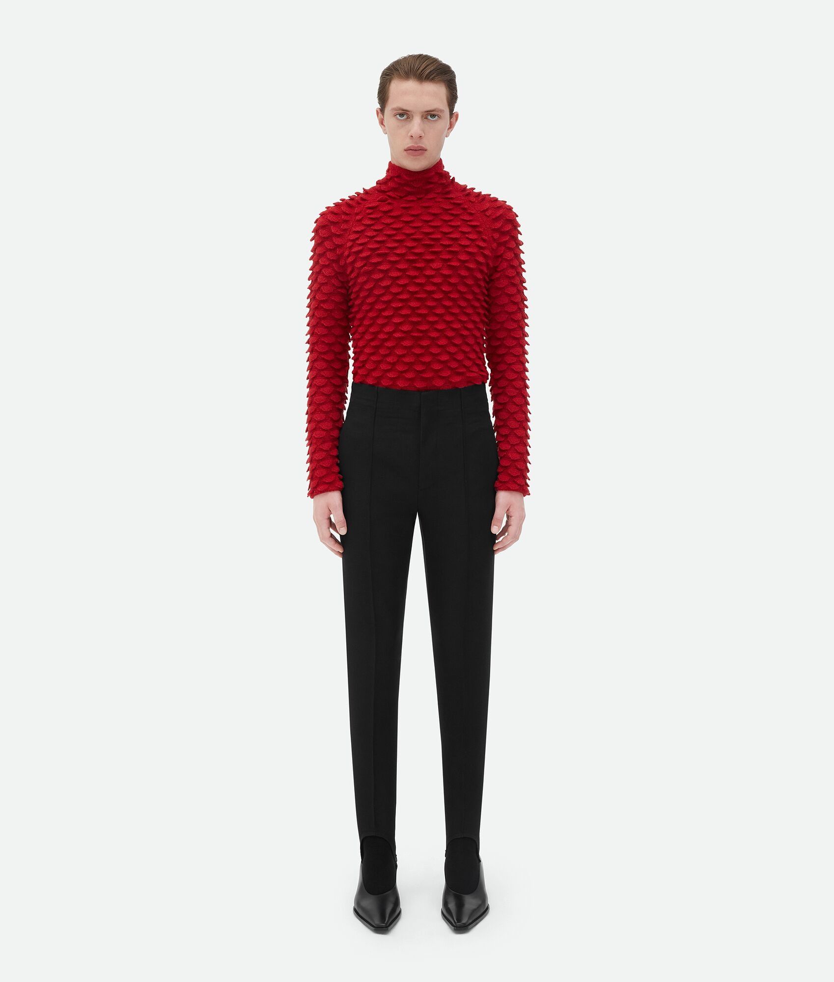 Bottega Veneta o1loc1c0125 770349 Fish Scale Wool Sweater in Red Size US S / EU 44-46 / 1 - 1 Thumbnail