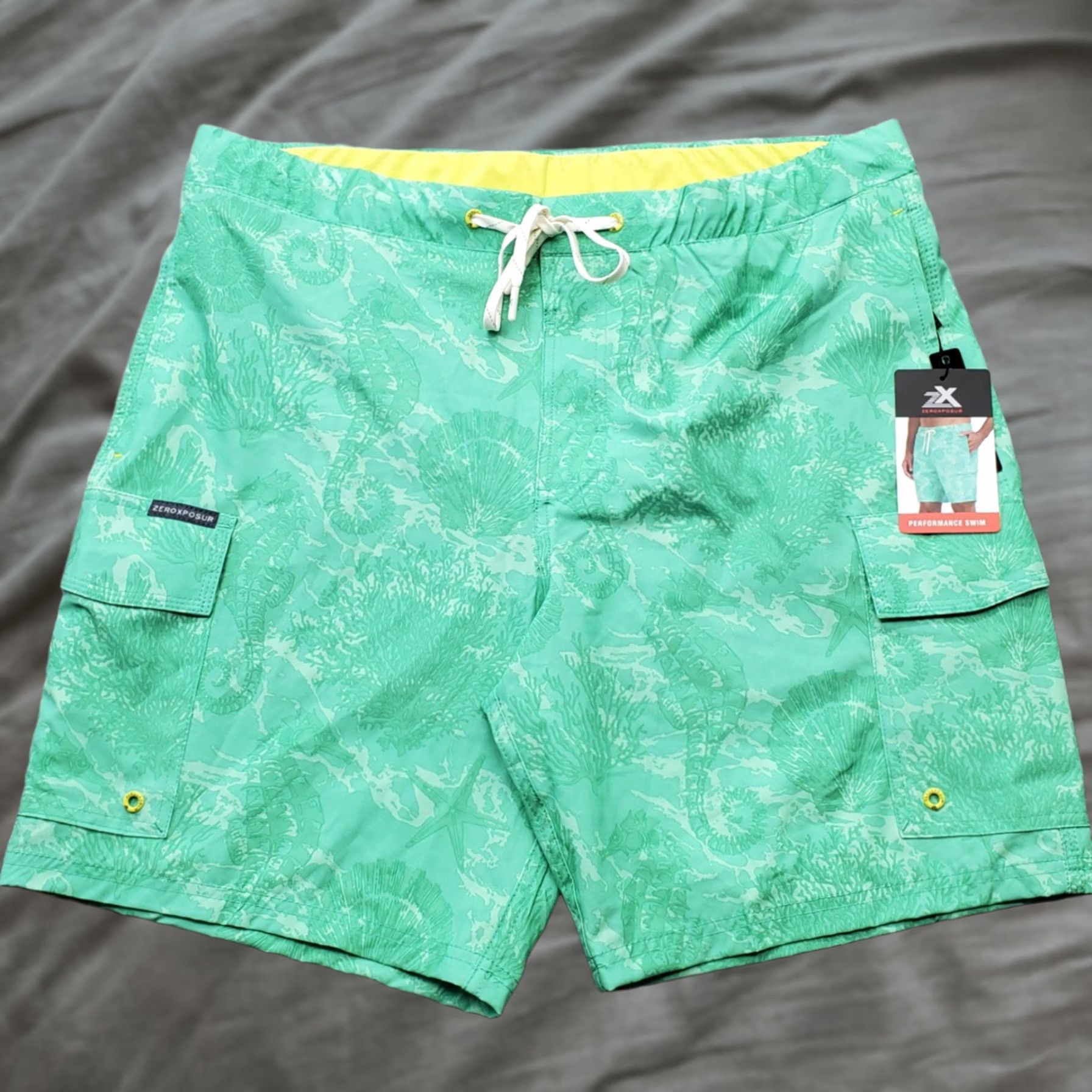 ZeroXposur ZeroXposur Mens Swim Shorts L Multicolor Reef Print Drawstring Lined Pocketed Beach Wear Size US 33 - 1 Thumbnail