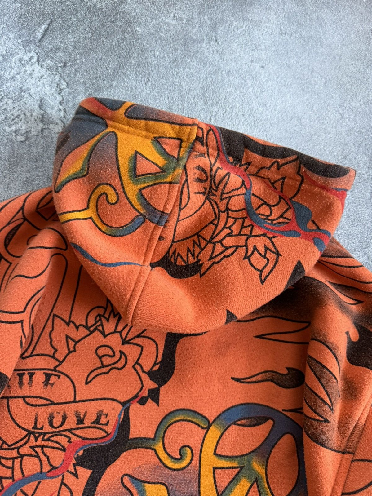 Ed Hardy True Love all printed tattoo rhinestones skeleton hoodie zip Size US L / EU 52-54 / 3 - 18 Thumbnail