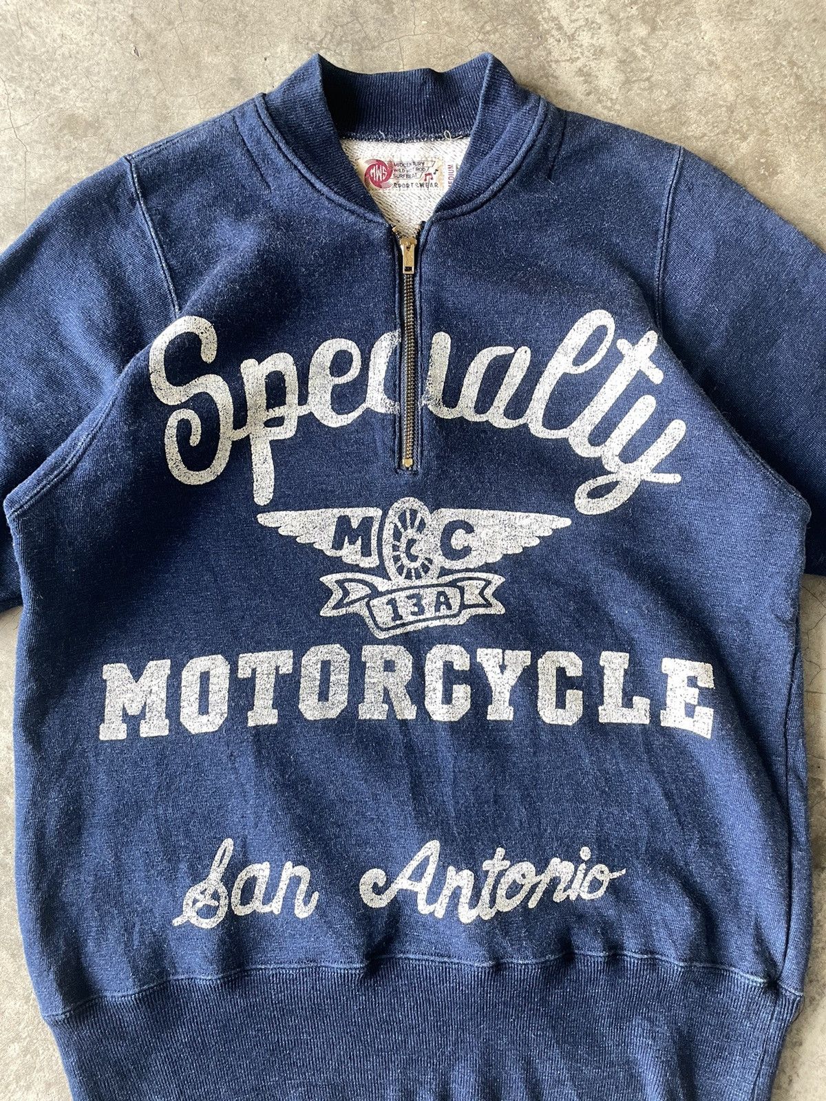 Japan Blue Midcentury Wild Hot Rod Surfbeat (WMS) Motorcyles sweatshirt Size US M / EU 48-50 / 2 - 2 Thumbnail