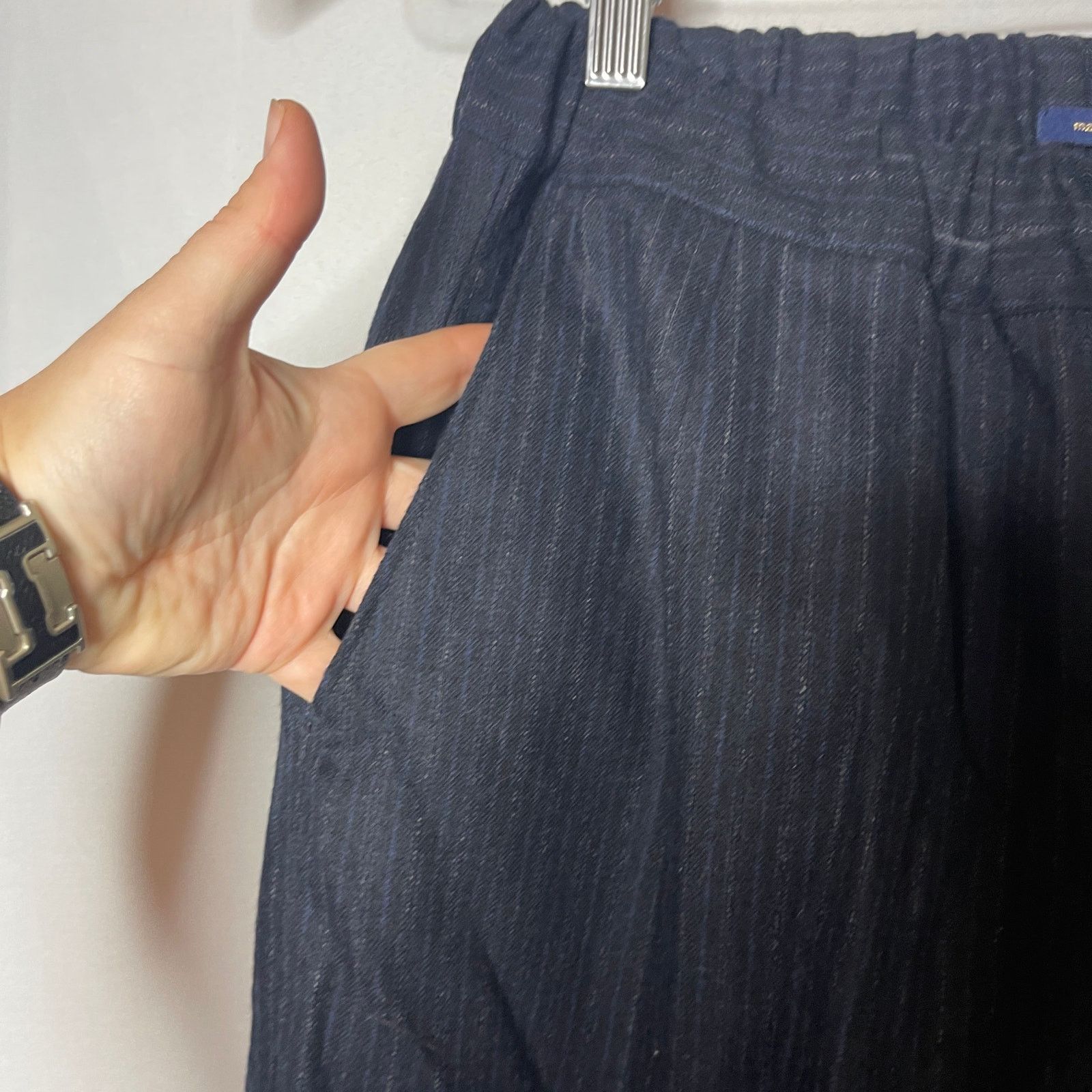 Other Makie 100% wool black pinstripe pull on crop wide leg pants Size 24" / US 00 / IT 34 - 8 Thumbnail