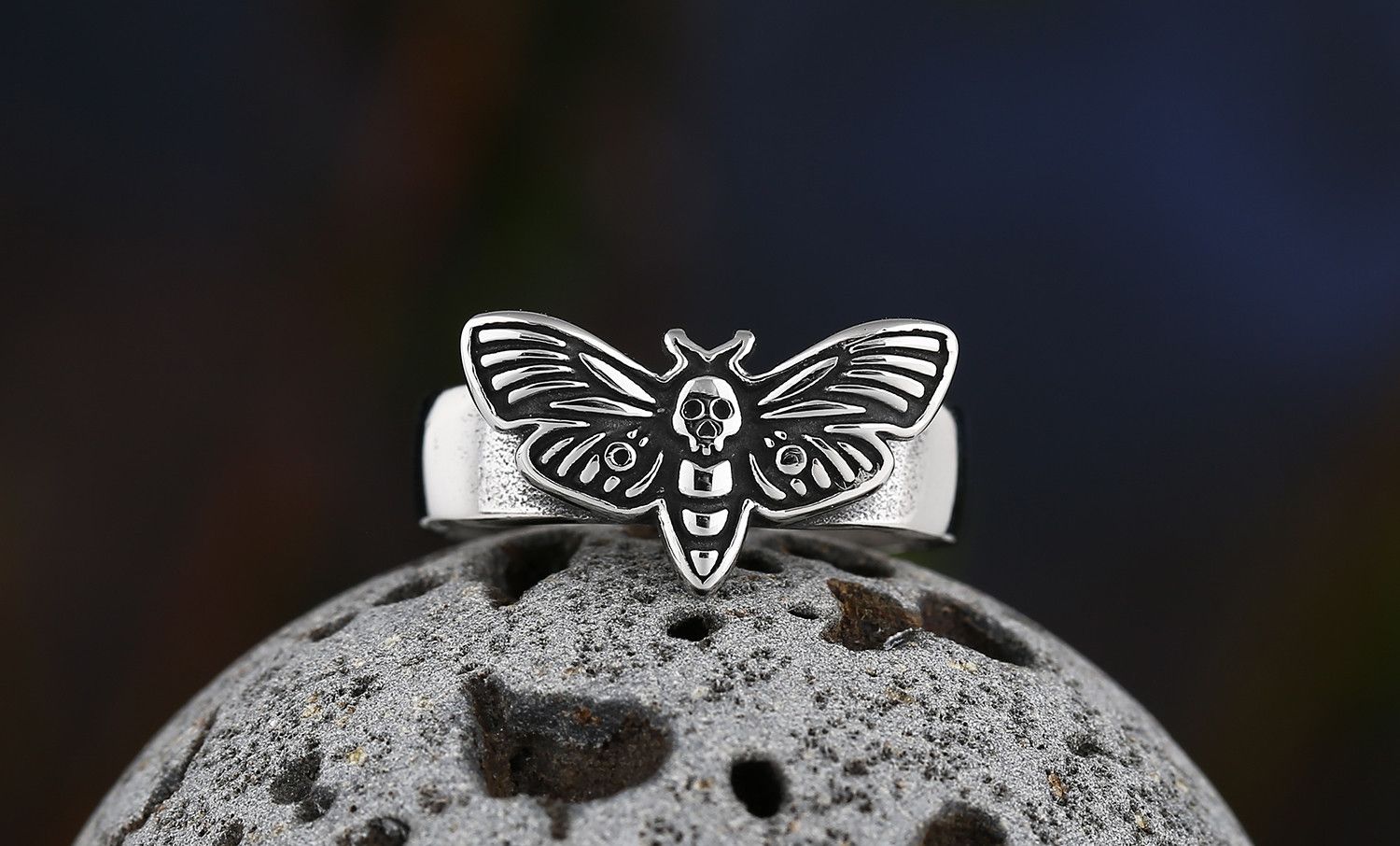Handmade Creative Butterfly Skull Ring Size ONE SIZE - 2 Thumbnail