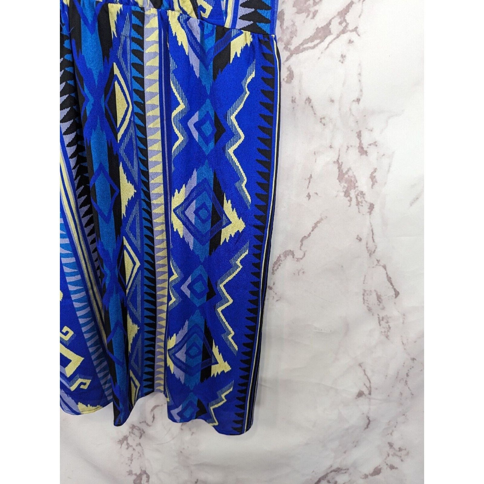 Anthropologie Yumi Kim Dress Women Large Aztec Southwestern Blue Spaghetti Size L / US 10 / IT 46 - 4 Thumbnail
