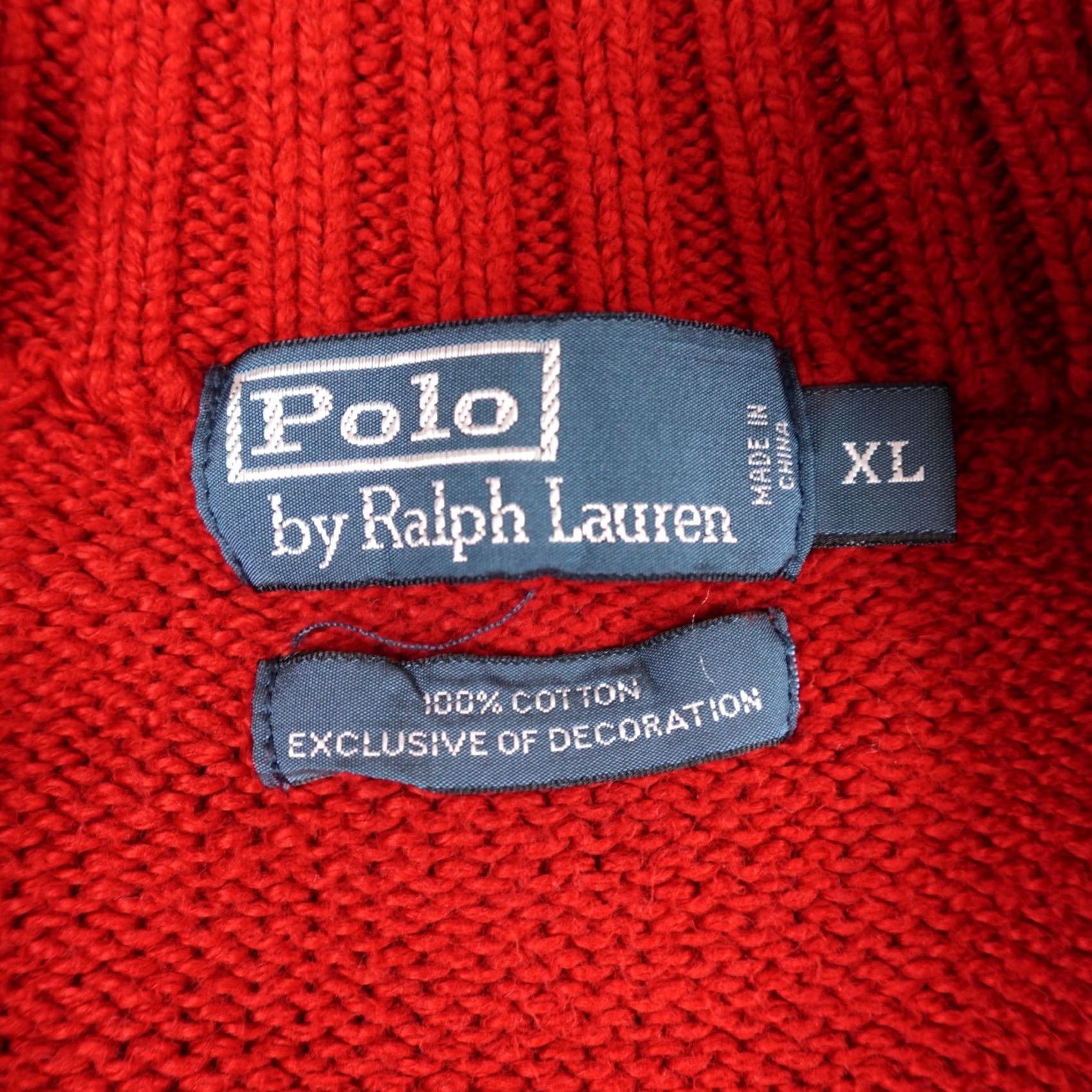 Polo Ralph Lauren VINTAGE Polo Ralph Lauren Sweater Mens XL Red 1/4 Zip Knit Pullover 90s Classic Preppy Size US XL / EU 56 / 4 - 2 Thumbnail