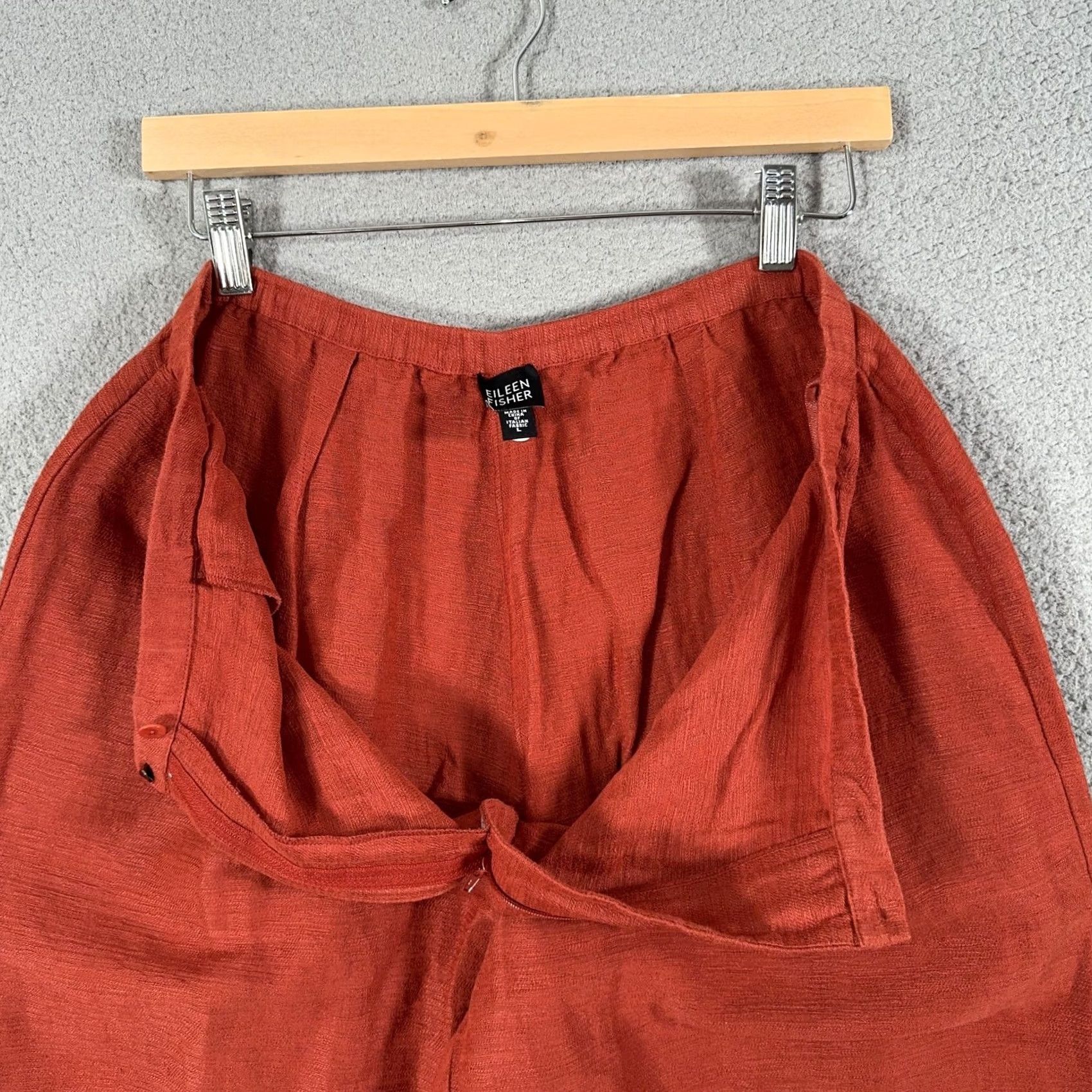 Eileen Fisher Eileen Fisher Pants Women's Large Burnt Orange Linen Blend Cropped Wide Leg Relaxed Pull On Casual Size 36" / US 14 / IT 50 - 5 Thumbnail