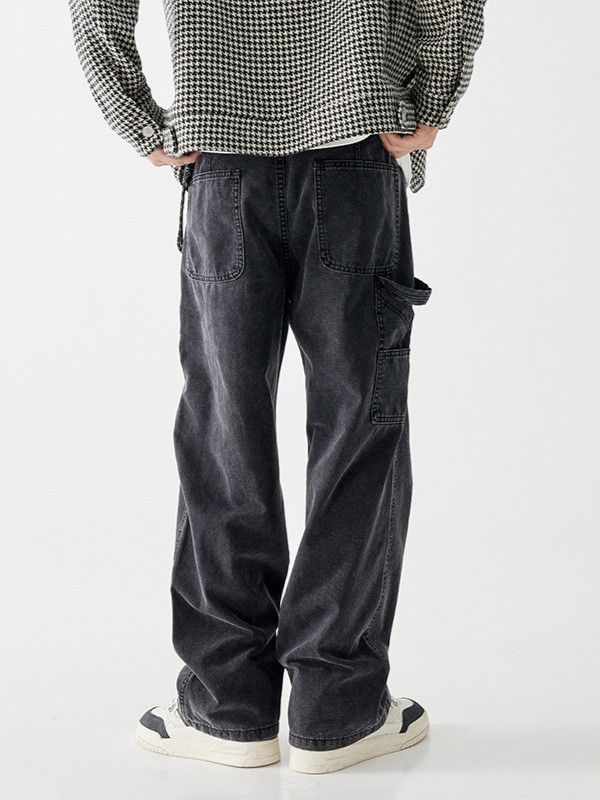Japanese Brand Men's street splatter paint workwear patchwork black jeans Size US 32 / EU 48 - 4 Thumbnail