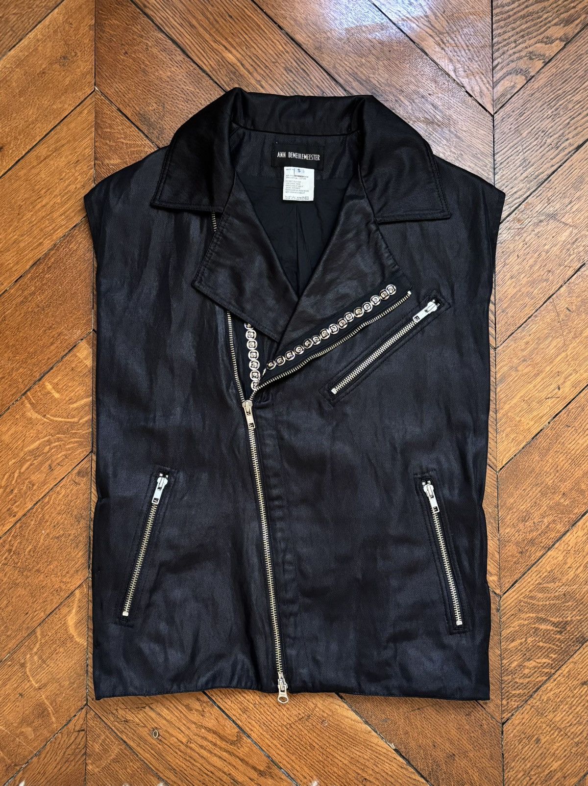 Ann Demeulemeester SS2001 Sleeveless Biker Vest Black Size S