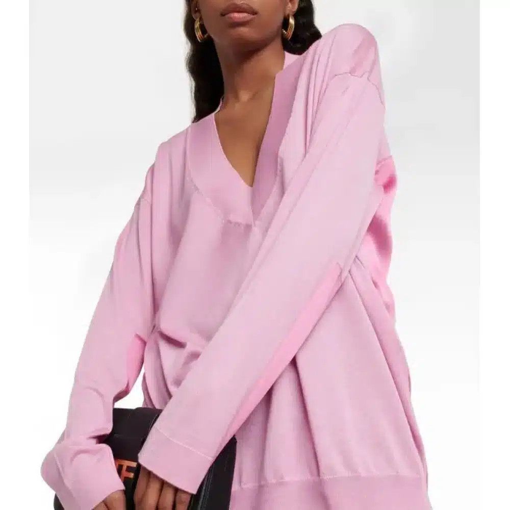 Tom Ford o1loc1c0625 MAK117 Cashmere Silk V-neck Sweater in Pink Size XS / US 0-2 / IT 36-38 - 3 Thumbnail