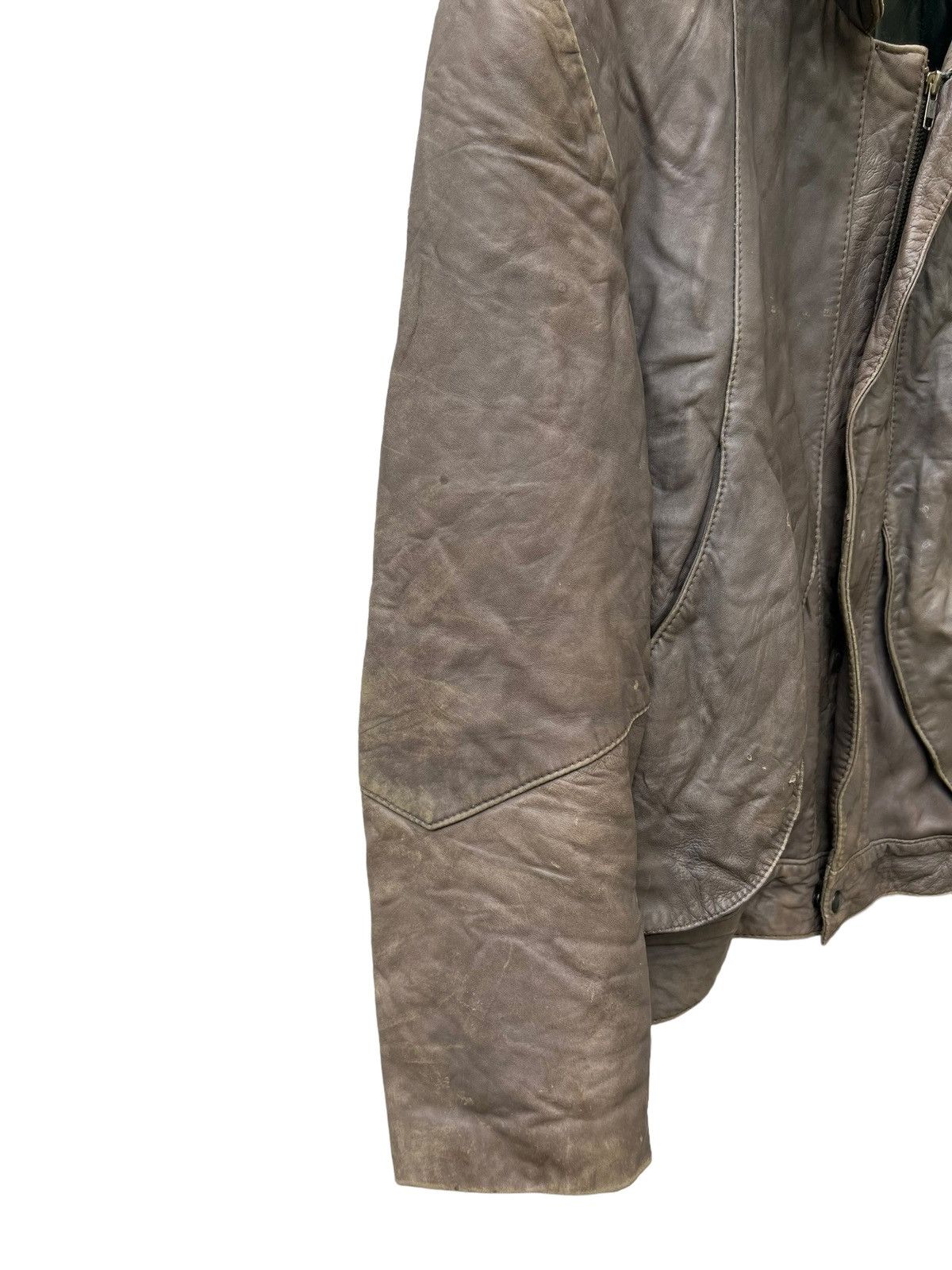 Leather Vintage Trashed Oliver Strelli Leather Jacket Size US XL / EU 56 / 4 - 10 Thumbnail