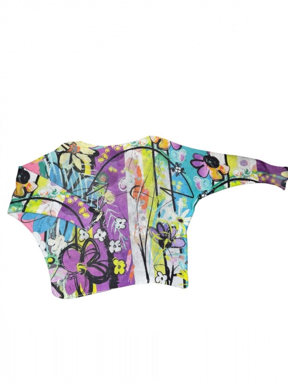 Other New COFLB Blue Purple Floral Round Knit Printed Sweater Mad Size ONE SIZE - 2 Thumbnail