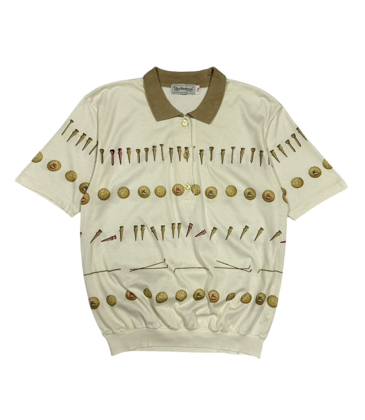 Burberry × Vintage Vtg🔥Burberrys Petite Golf Polo Shirt Size US L / EU 52-54 / 3 - 1 Thumbnail
