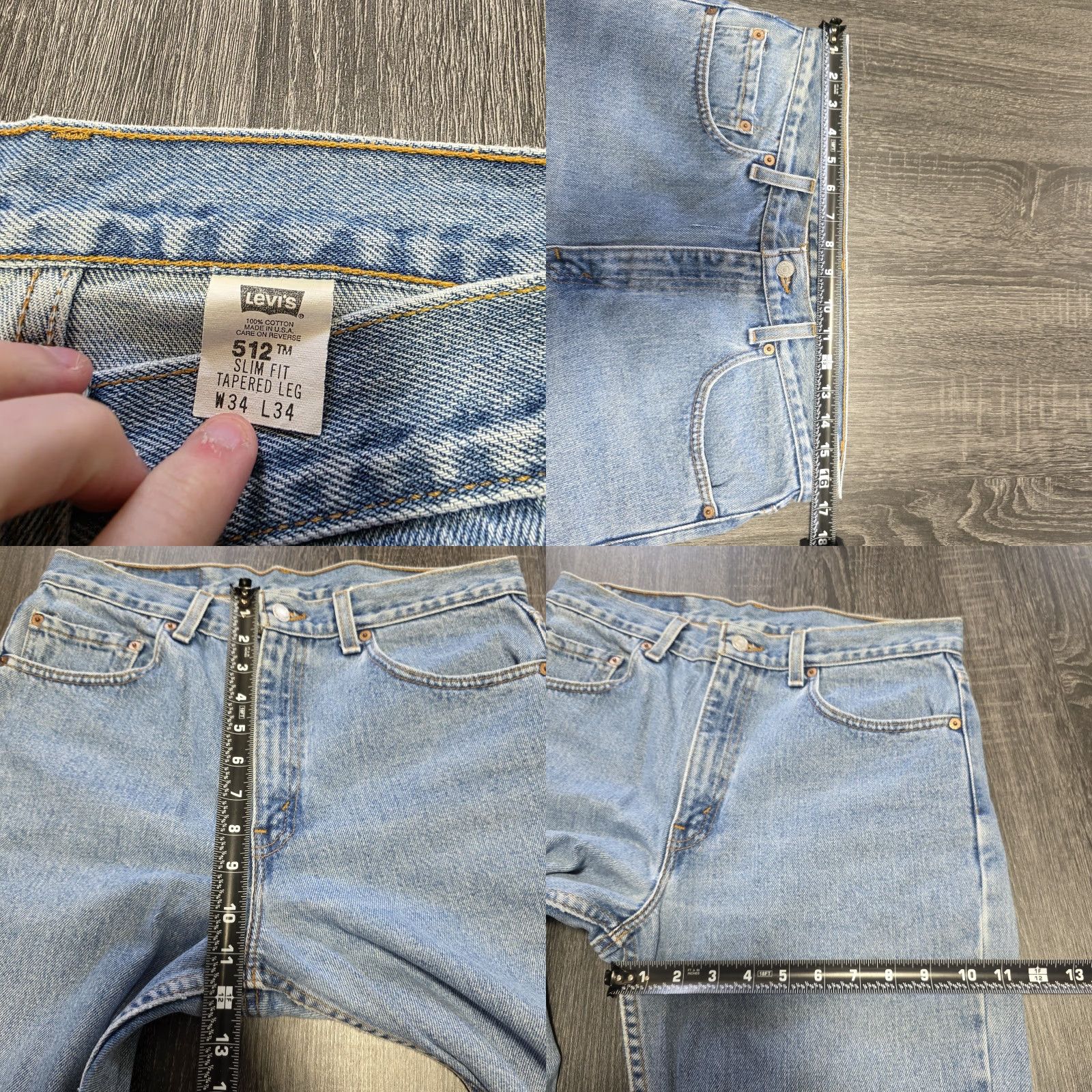 Levi's VINTAGE Levi's 512 Slim Jeans Regular Men 33x33 Blue Slim Fit USA 90s Mens jeans Size US 33 - 8 Thumbnail