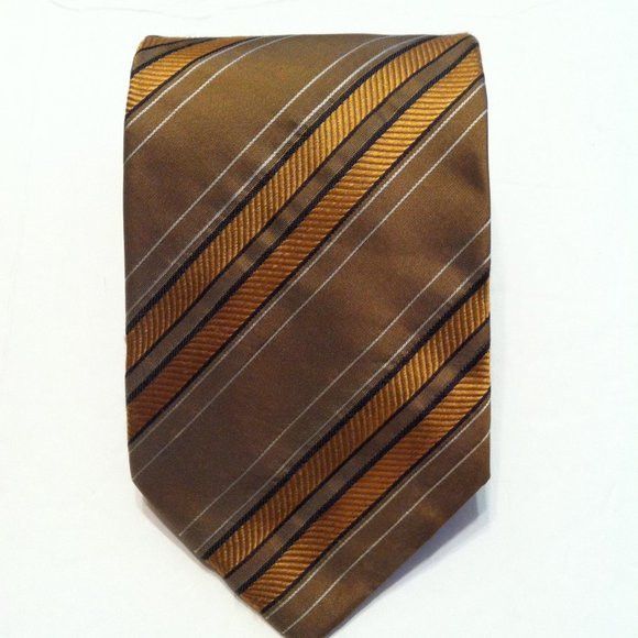 Hugo Boss HUGO BOSS MEN'S BROWN 100%SILK TIE WIDTH: 3 1/2" Size ONE SIZE - 2 Thumbnail