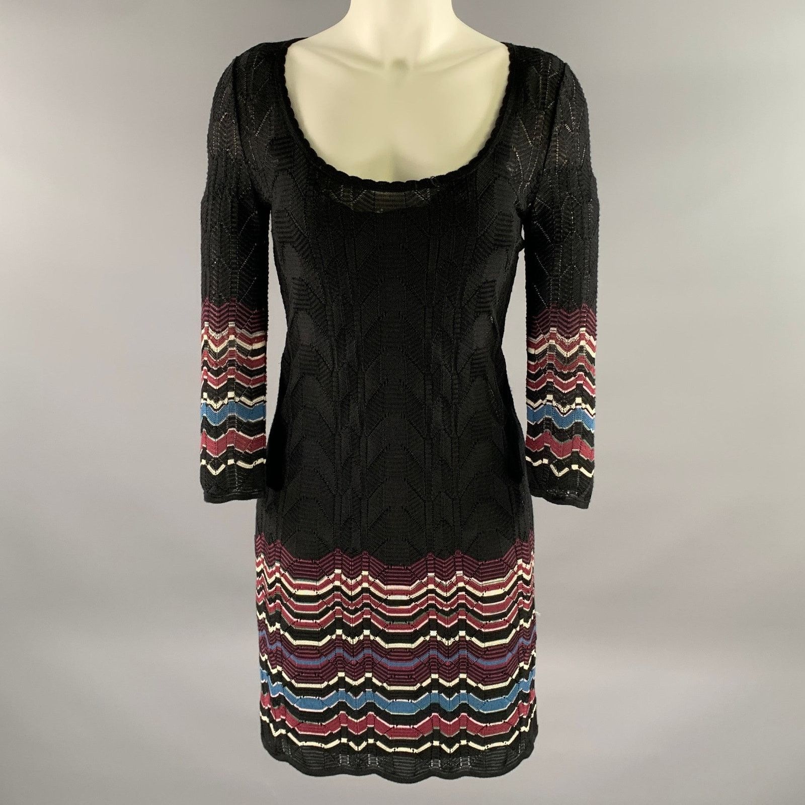 Missoni M MISSONI Black Viscose Wool Blend Lace Scoop Neck Dress Size XS / US 0-2 / IT 36-38 - 1 Thumbnail