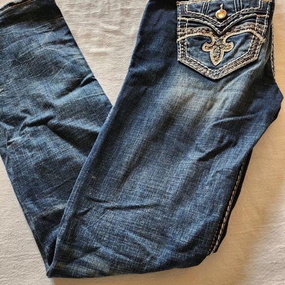 Rock Revival Rock Revival Embellished Straight Sz. 27 Blue Jeans Size 27" / US 4 / IT 40 - 12 Thumbnail