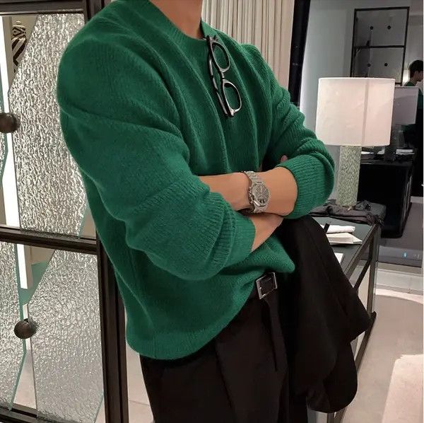 VIBE Green Knit Sweater Size US M / EU 48-50 / 2 - 2 Thumbnail