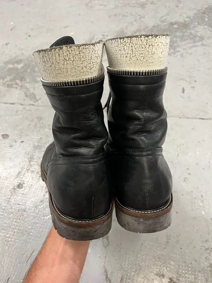 Dries Van Noten AW2017 Dries Van Noten Combat Side Zip Black Leather Boots Size US 11 / EU 44 - 8 Thumbnail