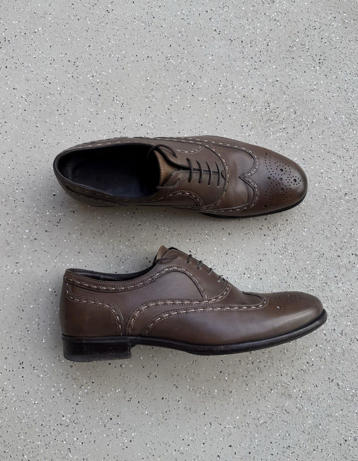 Bottega Veneta Bottega Veneta Men’s Lace Up Derby Leather Brogue Shoes Size US 8 / EU 41 - 1 Thumbnail