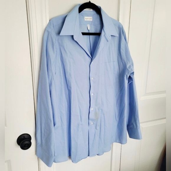 Van Heusen Poplin Lt Blue Collared Long Slv Button-Up Shirt 17.5/34-35 Size US XL / EU 56 / 4 - 3 Thumbnail