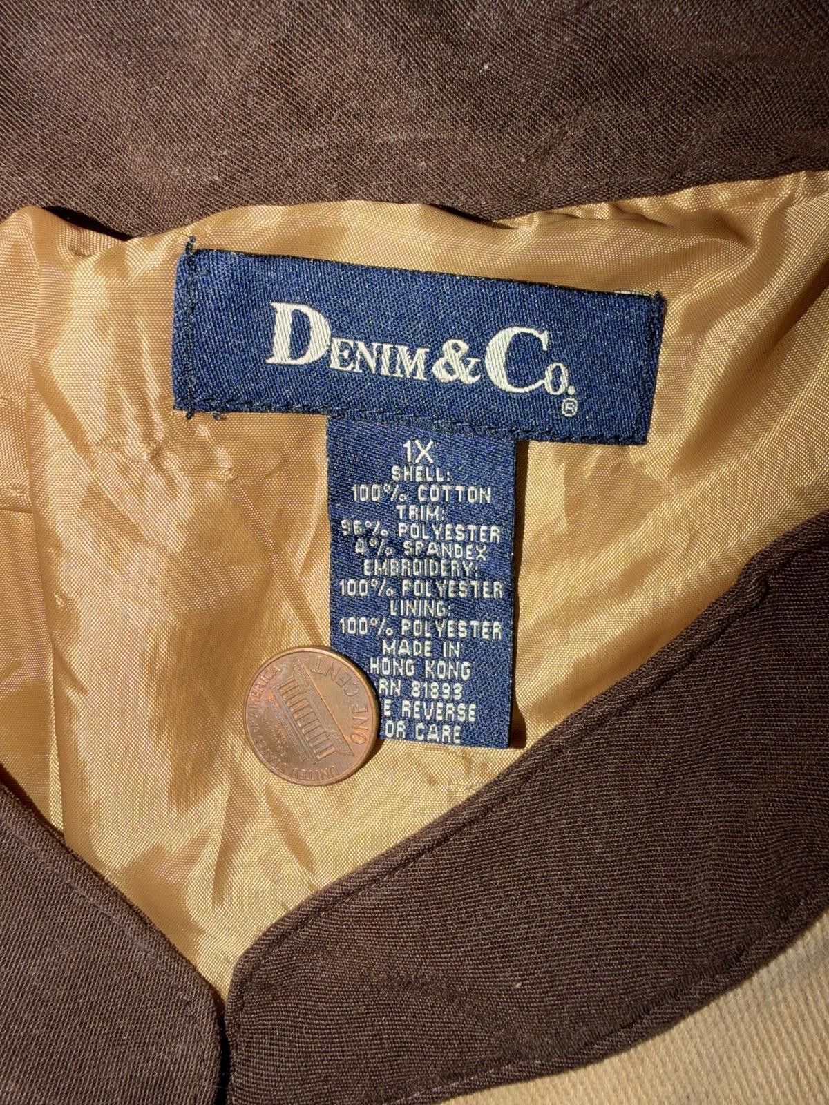 Denim & Co. Tan Embroidered Denim&Co Women’s Jacket Size XL / US 12-14 / IT 48-50 - 3 Thumbnail