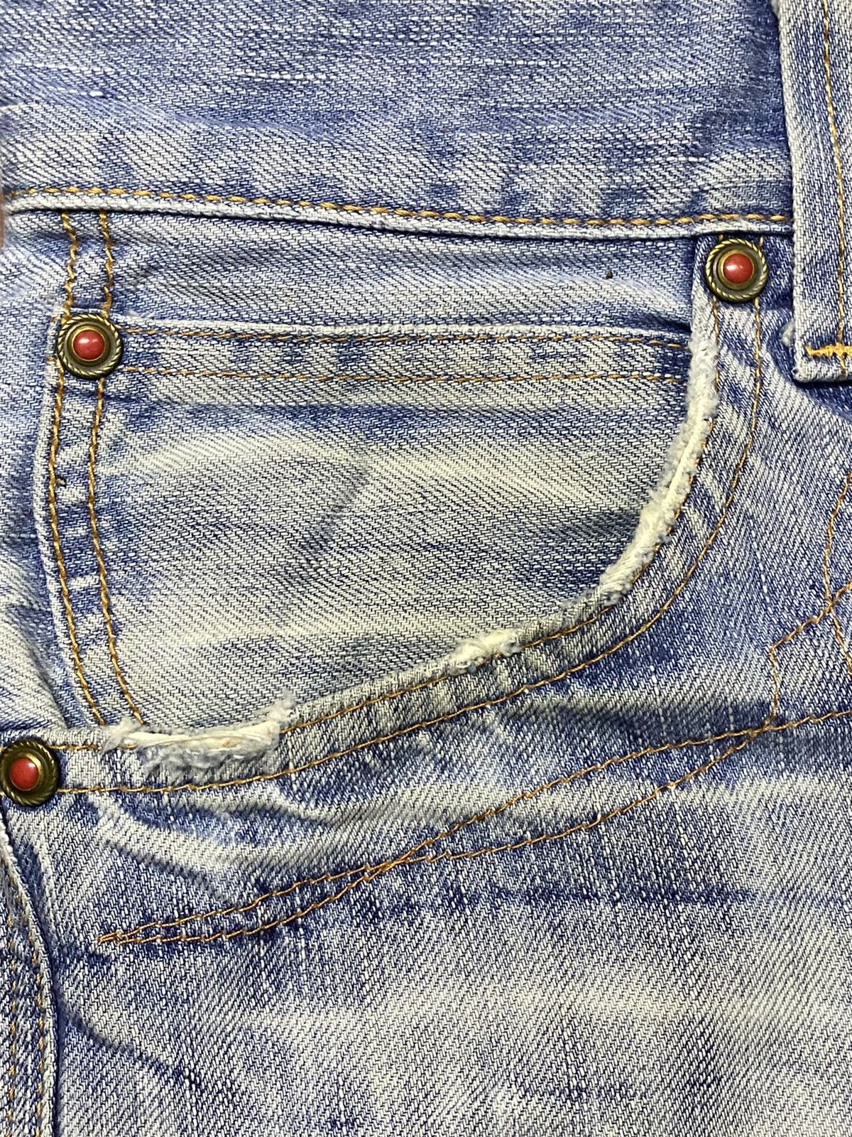 Japanese Brand Vintage Edwin 503 Blue Faded Wash Distressed Loose Jeans Size US 32 / EU 48 - 8 Thumbnail
