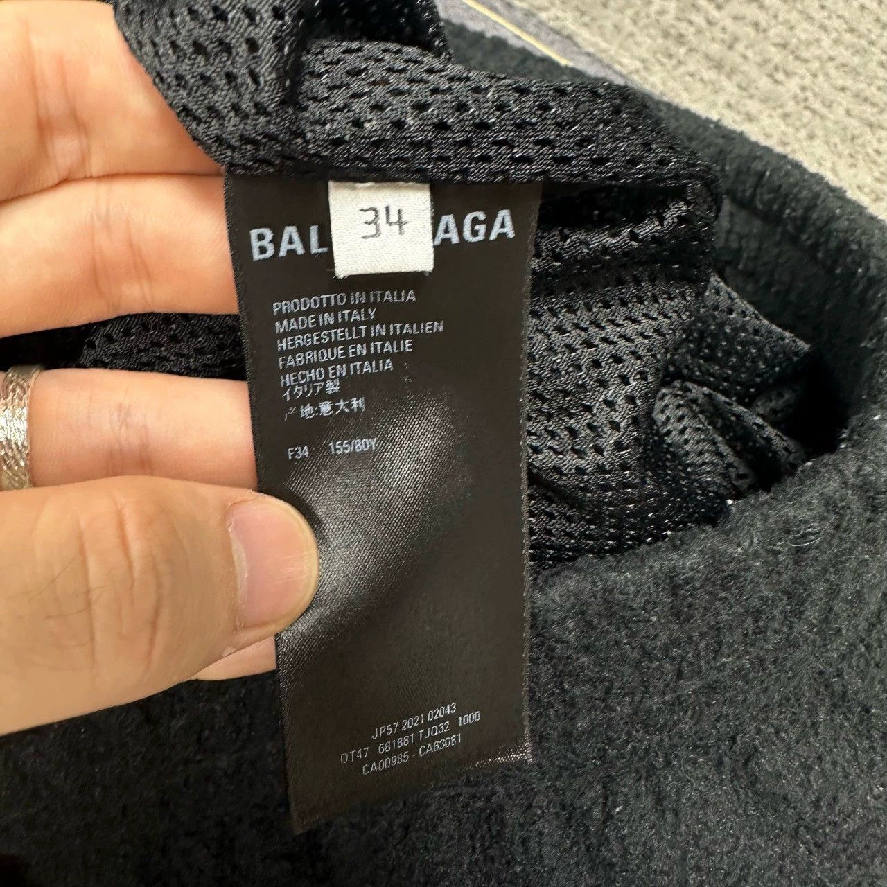 balenciaga logo embroidered black fleece jacket