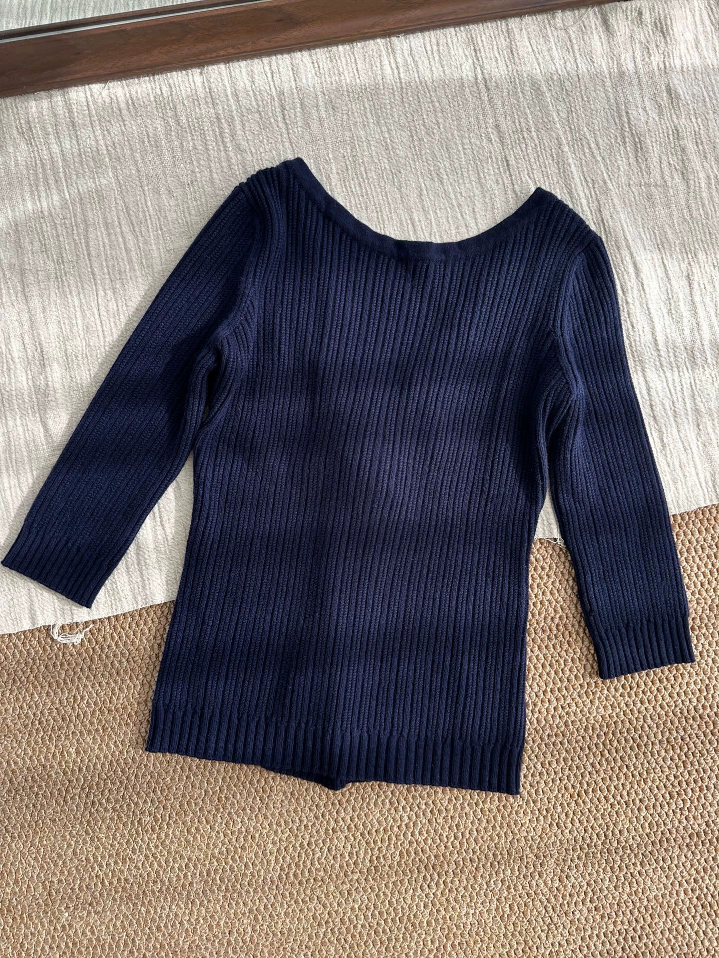 Chanel Chanel Chest Logo Knot 3/4 Sleeve Navy Blue Women's Dress Size S / US 4 / IT 40 - 4 Thumbnail